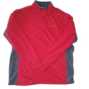 Columbia Men's Red and Gray Fleece Quarter Zip Jacket XL